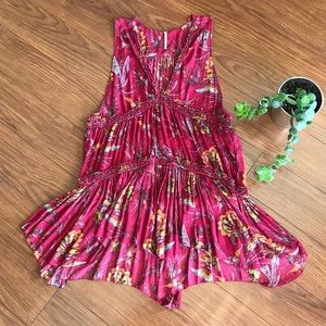 FREE PEOPLE Purple Haze Floral Tunic Top Size Medium